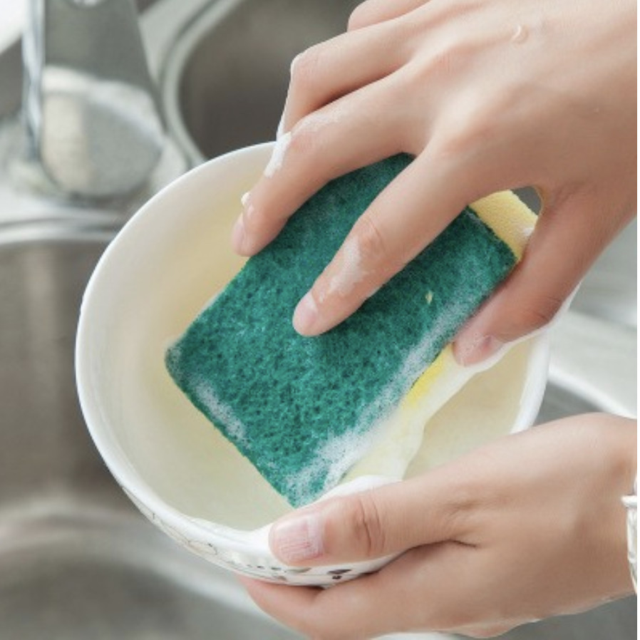 Combo Lố 12 Miếng cọ rửa chén bát xanh vàng tiện dụng