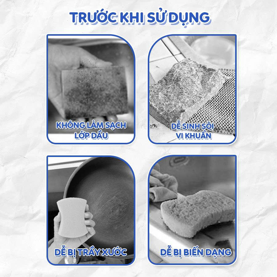Miếng rửa chén bột gỗ MyJae dễ dàng đánh bay dầu mỡ (3 miếng/gói)