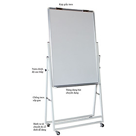 Bảng Flipchart chân gấp 60x100cm-Mặt bảng trắng không ô ly-bảng giá rẻ BAVICO