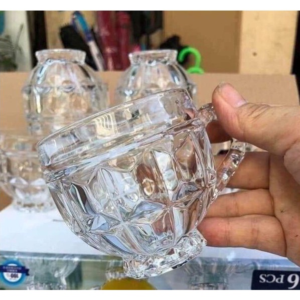 Bộ 6 Ly Thủy Tinh Có Quai Cầm Hàng Cao Cấp 180ML - HÀNG CHÍNH HÃNG MINIIN