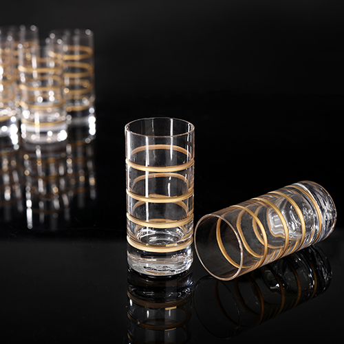 Set 6 ly nhỏ pha lê mạ vàng 24k nhập khẩu ITALY Vienna Felix Gold GA VEMA 6607