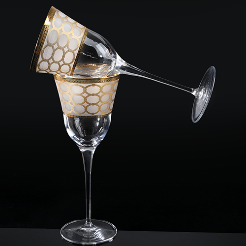 Set 6 ly pha lê GA VEMA mạ vàng 24k nhập khẩu ITALY Julia Rosenthal Gold Italy CRISTAL 6614
