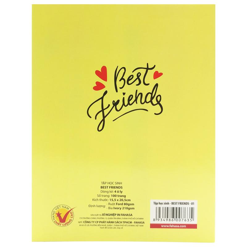 Combo 5 Tập Học Sinh Best Friends - 4 Ô ly 100 Trang ĐL 80gsm - Fahasa 04 (Mẫu Sản Phẩm Ngẫu Giao Ngẫu Nhiên)