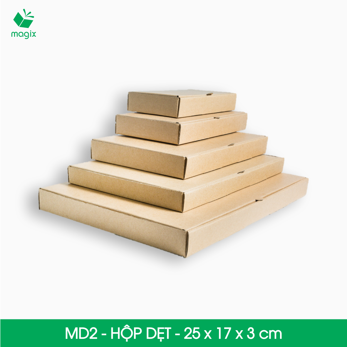 MD2 - 25x17x3 cm - 50 Thùng hộp carton trơn đóng hàng