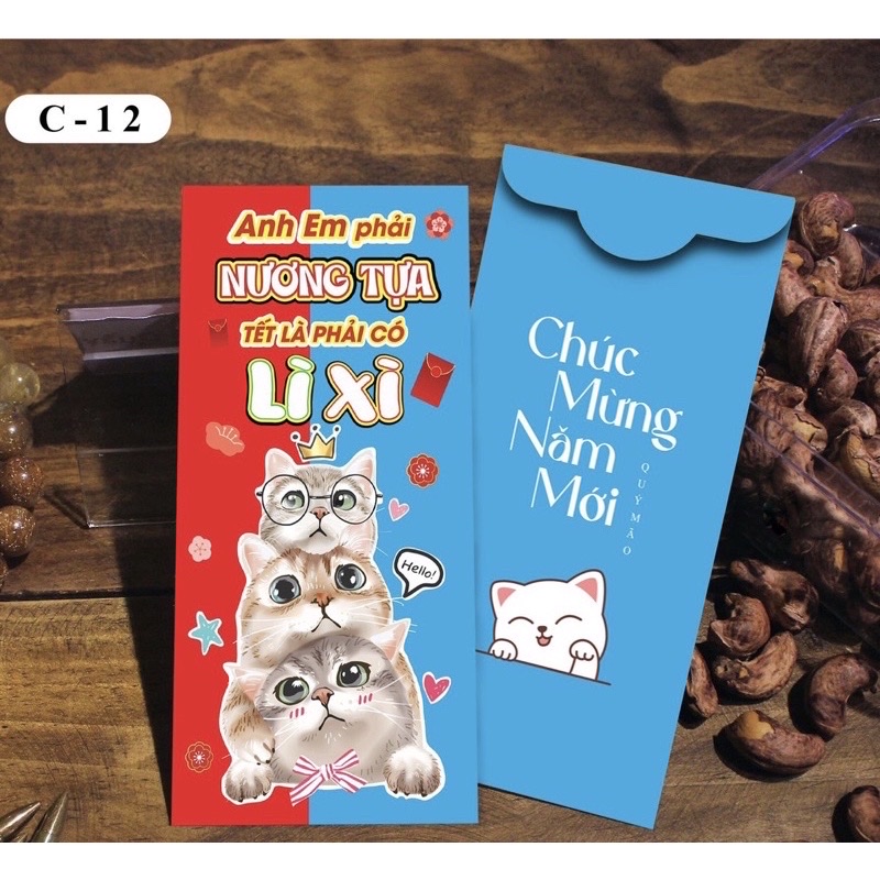 Set 10 bịch 100 bao lì xì Tết , phát tài cả năm hàng đẹp nhiều mẫu mới , vô cùng xinh xắn và cute