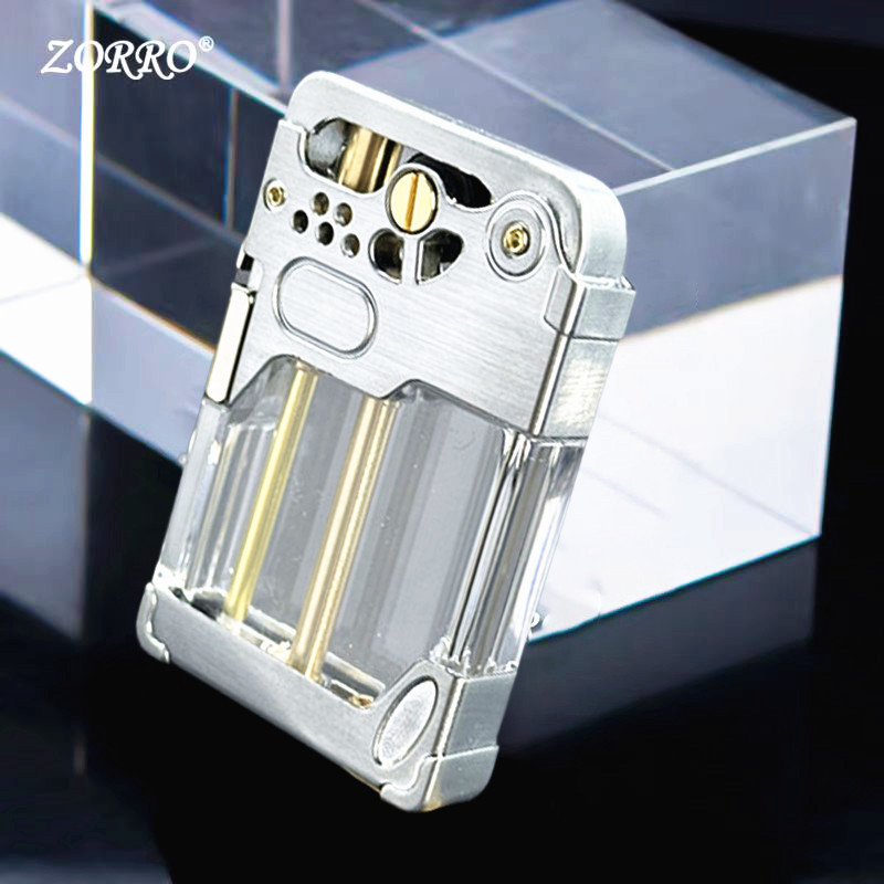 Vỏ Hột Quẹt Bật Lửa Xăng Đá Zorro Z833-2 Thiết Kế Lộ Thiên Nhìn Rõ Lượng Xăng Đánh Lửa Tự Động