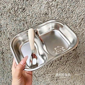 Khay ăn 2 ngăn kèm thìa hình thú dễ thương hình thú cho bé loại 1 - giao hình ngẫu nhiên