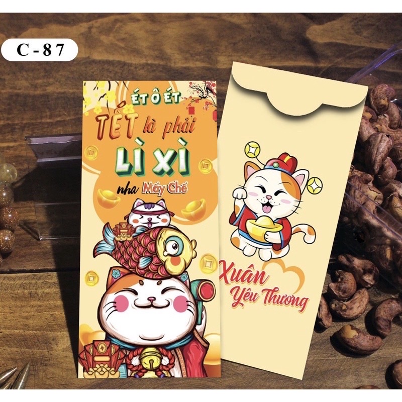 Set 10 bịch 100 bao lì xì Tết , phát tài cả năm hàng đẹp nhiều mẫu mới , vô cùng xinh xắn và cute