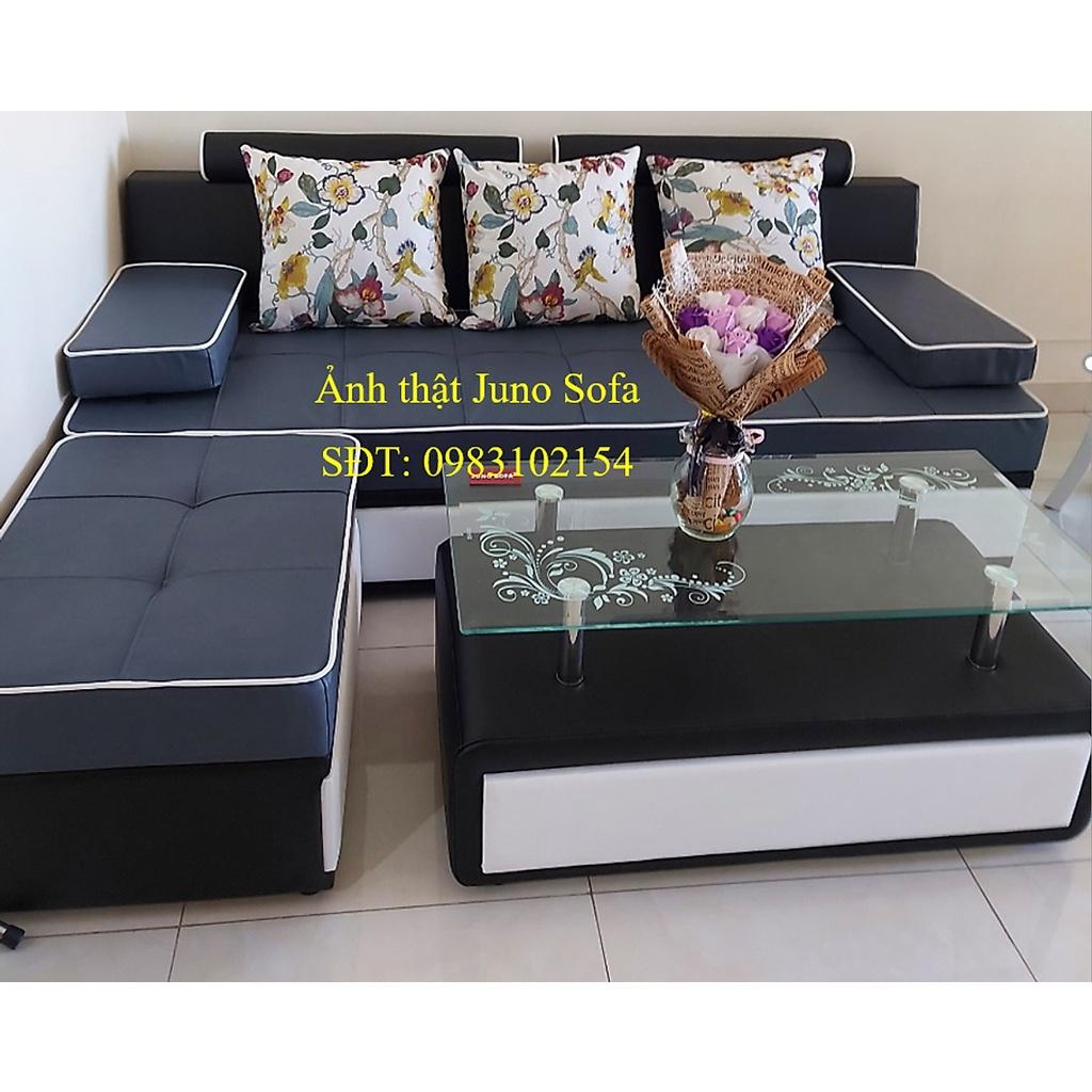 Bộ sofa phòng Khách 2m2 dành cho chung cư Bình Long Sofa bao gồm đủ gối, đôn và bàn trà kính