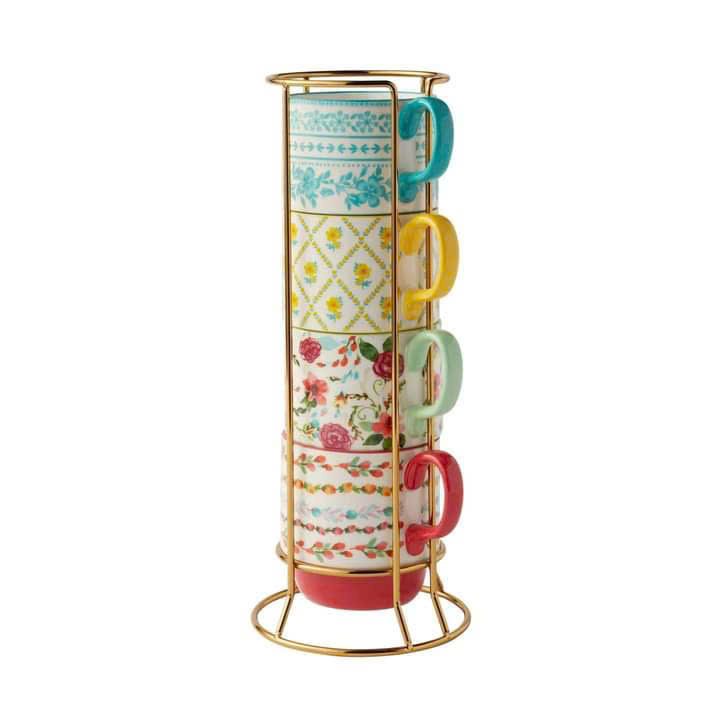 Sét cốc kèm giá 5 món The Pioneer Woman Ditsy Hàng chính hãng