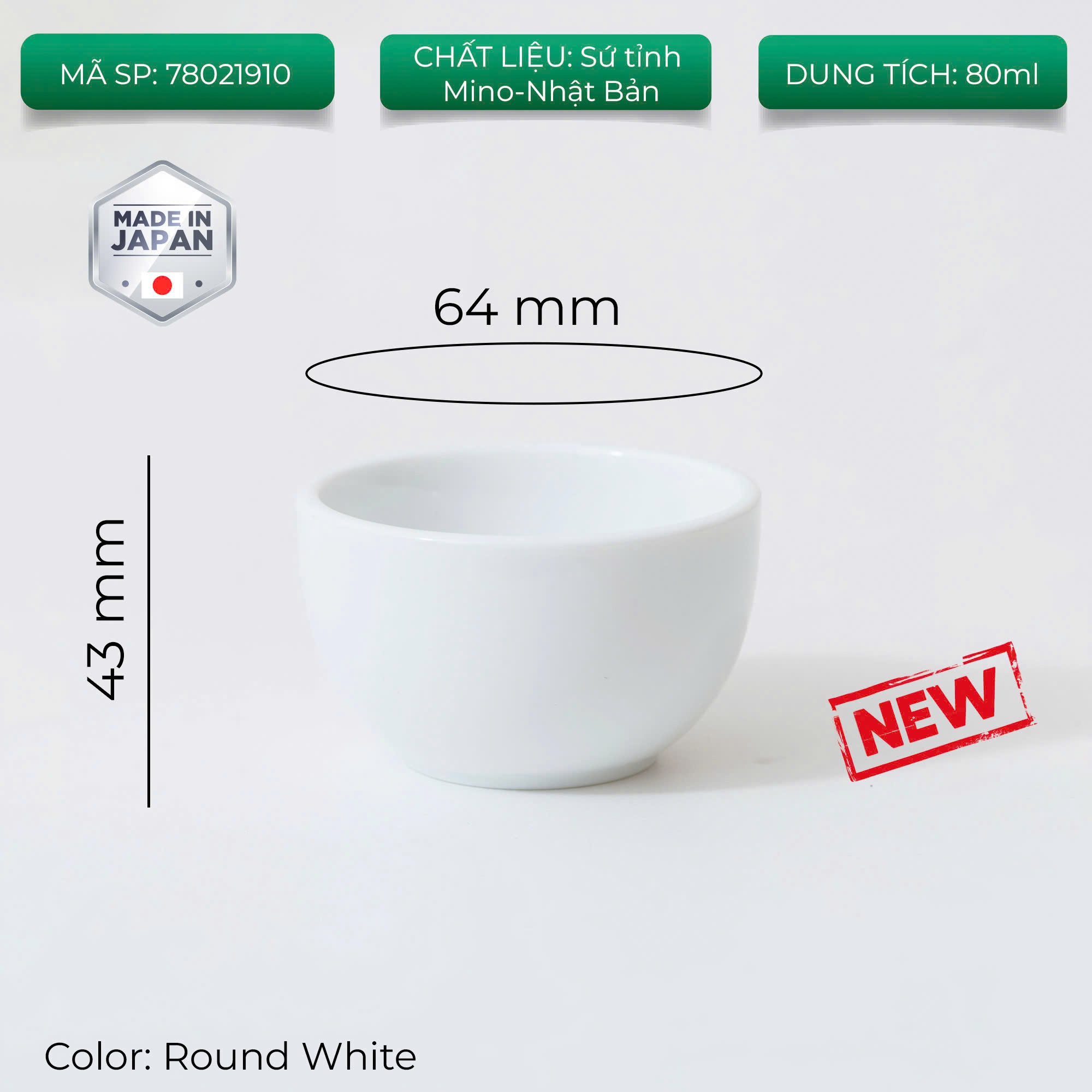 Ly sứ ORIGAMI Sensory Milk Beverage Cup 140ml không quai