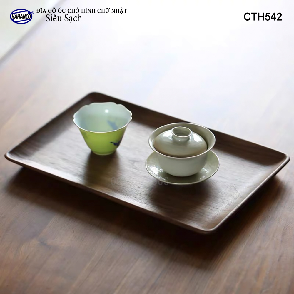 Khay/Đĩa chữ nhật gỗ Óc Chó nhập khẩu Mỹ nguyên khối - hàng Xuất Khẩu Châu Âu - CTH542 - đựng đồ ăn/trang trí - đĩa bánh mì/trái cây/ bít tết/ pizza/ phụ kiện chụp ảnh, bày món ăn trong nhà hàng - Sang trọng trên bàn ăn