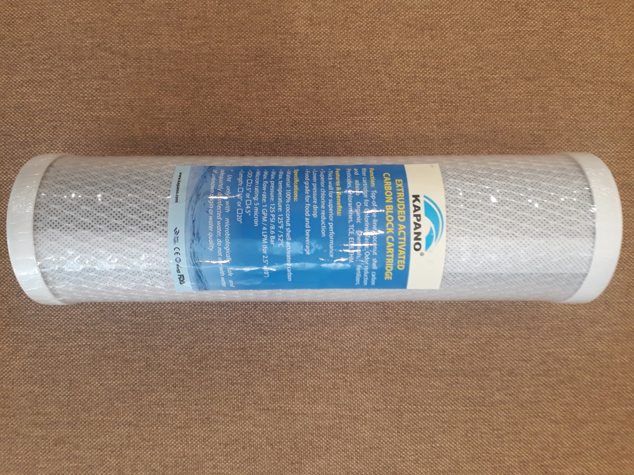 Lõi lọc than hoạt tính khối đặc CTO 10 inch Kapano (cấp lọc số 2, 3) - Hàng chính hãng