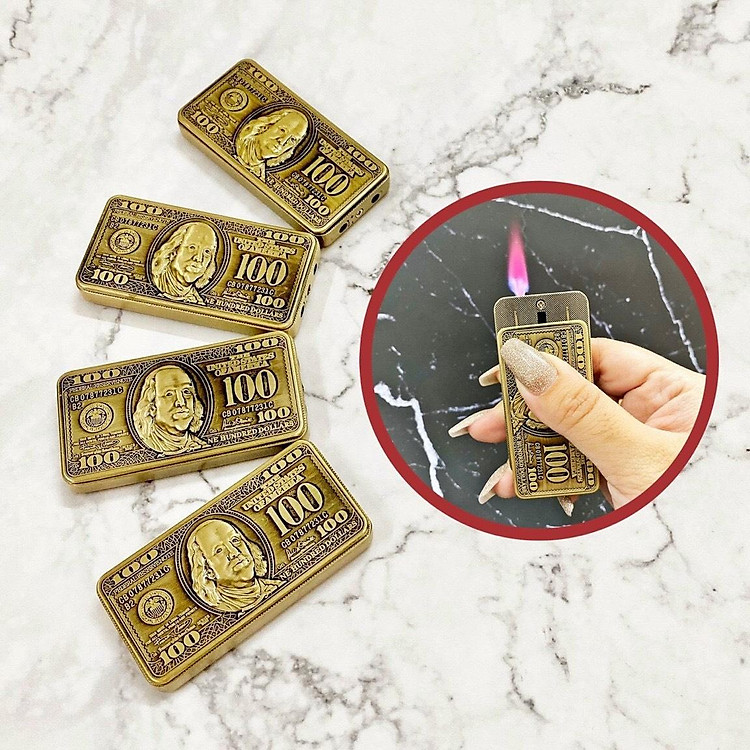 Vỏ Hột Quẹt Bật Lửa Khò Gas 1 Tia Hình 100 USD
