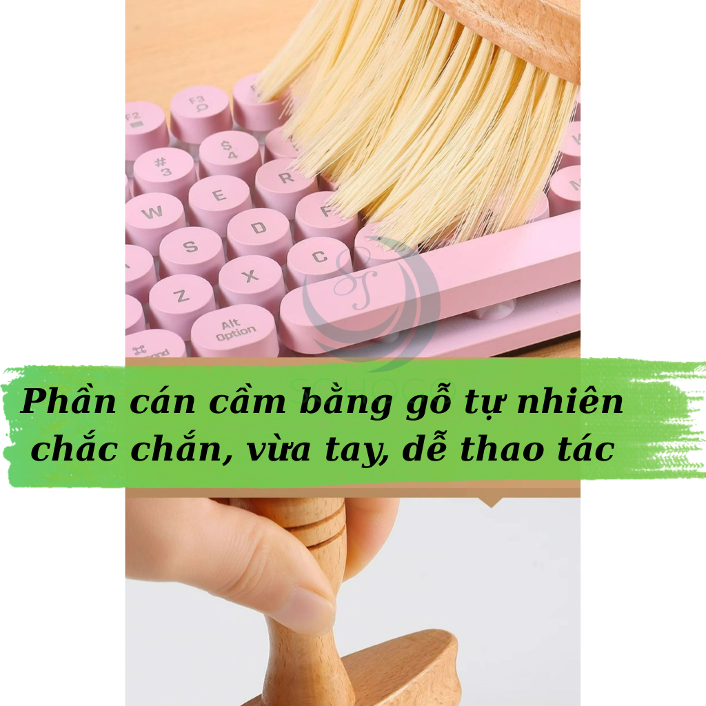 Cọ Gỗ Đa Năng Siêu Mềm -Bàn Chải Vệ Sinh Đa Dụng Cán Gỗ -Cây Cọ Vệ Sinh Góc Khuất & Khe Hẹp -Cọ Phủ Bụi Siêu Mịn Cán Gỗ