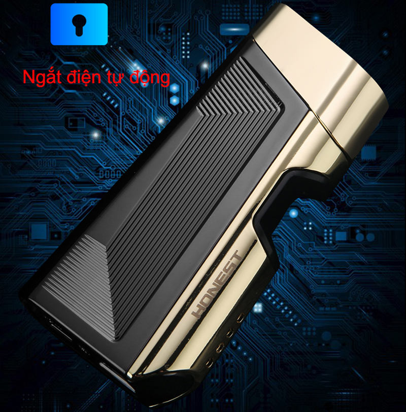 Vỏ Hột Quẹt Bật Lửa Sạc Điện Cổng USB Honest BCZ-773 Cảm Ứng Vân Tay 2 Tia Plasma Đan Chéo - Nhiều Màu