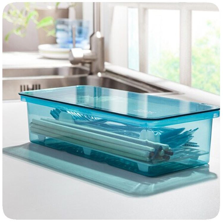 Hộp Đựng Thìa Đũa Có Nắp Đậy, Có Thoát Nước, Hàng Cao Cấp ( giao màu ngẫu nhiên )