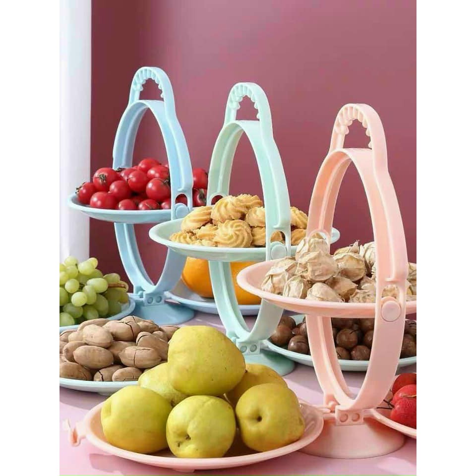Khay Đĩa Mứt Gấp Gọn Để Bàn - Tích Hợp 3 đĩa Đựng Hoa Quả, Bánh Kẹo, Mứt Tết - Chất Liệu Nhựa ABS Cao Cấp Chính Hãng MINIIN- Giao Màu Ngẫu Nhiên