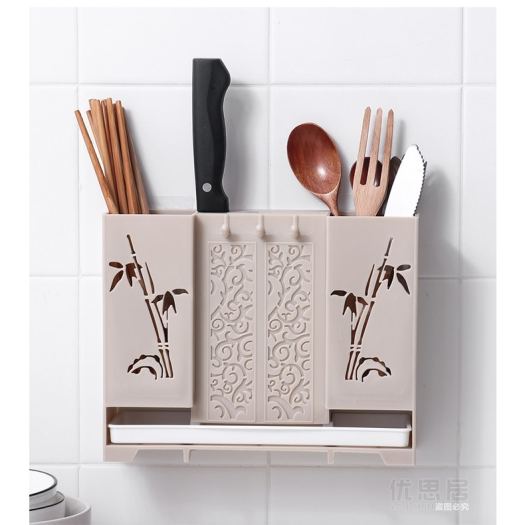 Kệ Cắm Dao ,Kéo, Đũa Muỗng Có Khay Hứng Nước Có Thể Dán Tường Hoặc Để Bàn - Hàng Chính Hãng