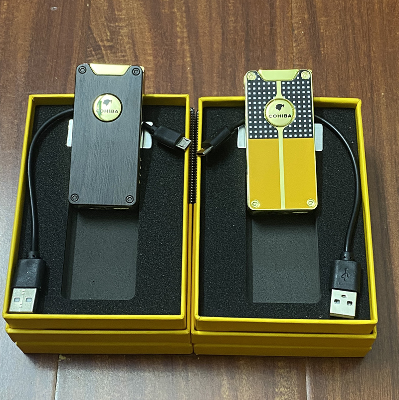 Vỏ Hột Quẹt Bật Lửa Gas COB-180 Khò 2 Tia Mạnh Mẽ Đánh Điện Bằng Pin Sạc Nhiều Lần - Nhiều Màu