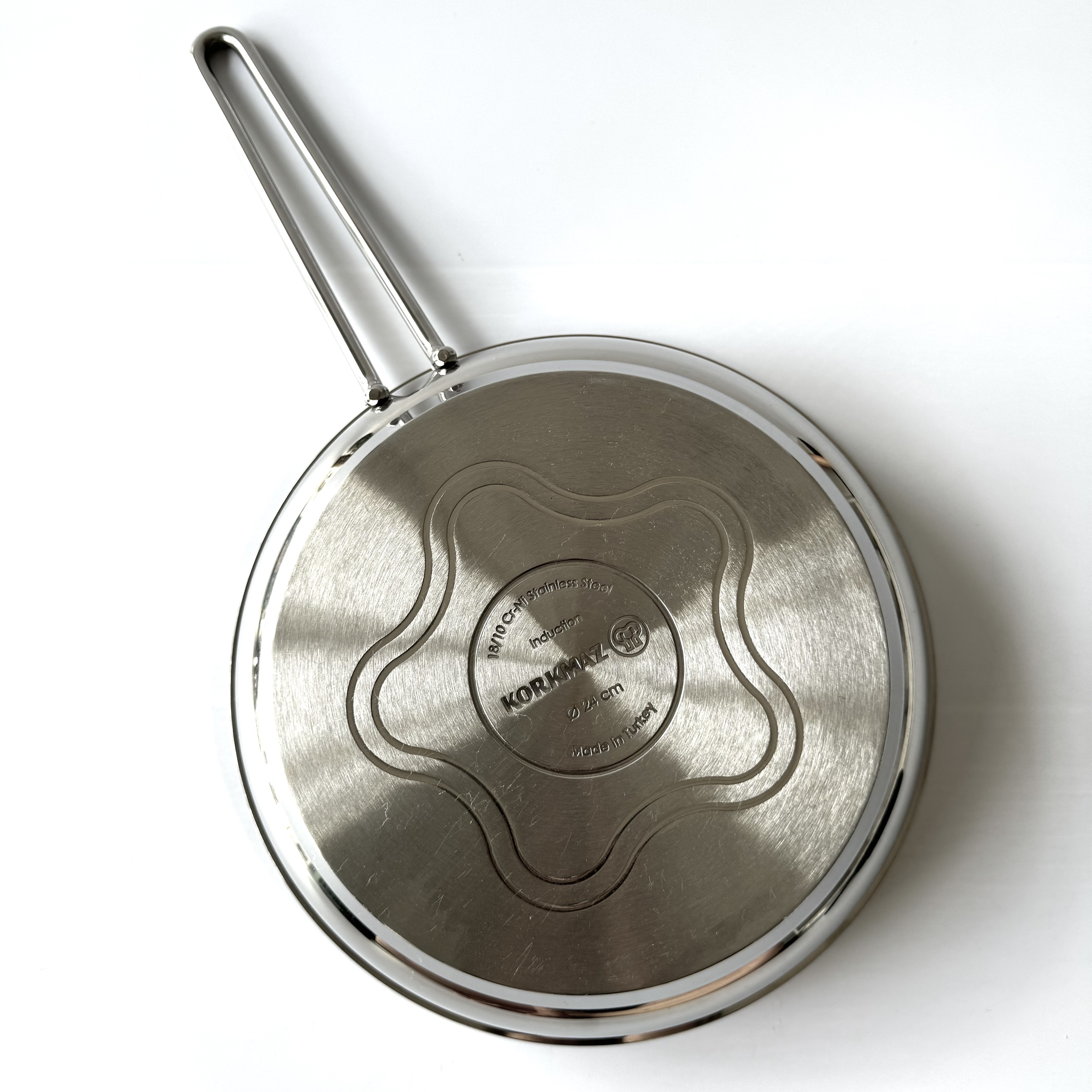 Chảo Inox 304 24cm Korkmaz Tombik A1800 - Hàng Chính Hãng