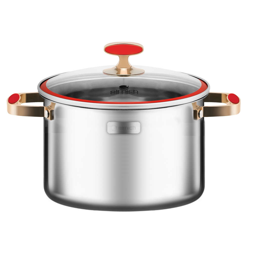 Bộ 3 nồi Inox 304 đúc liền nguyên khối Elmich Trimax Red Velvet EL-2108MN