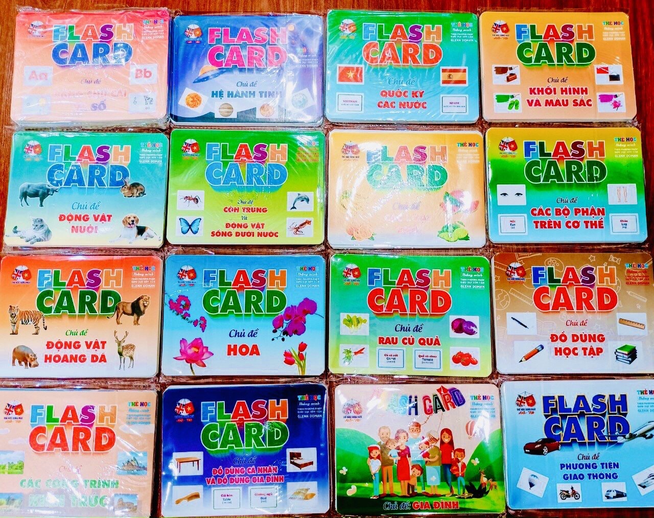 Flash card A5 Khổ B- Thẻ học Thông Minh 18 chủ đề cho bé (Song ngữ Việt Anh)