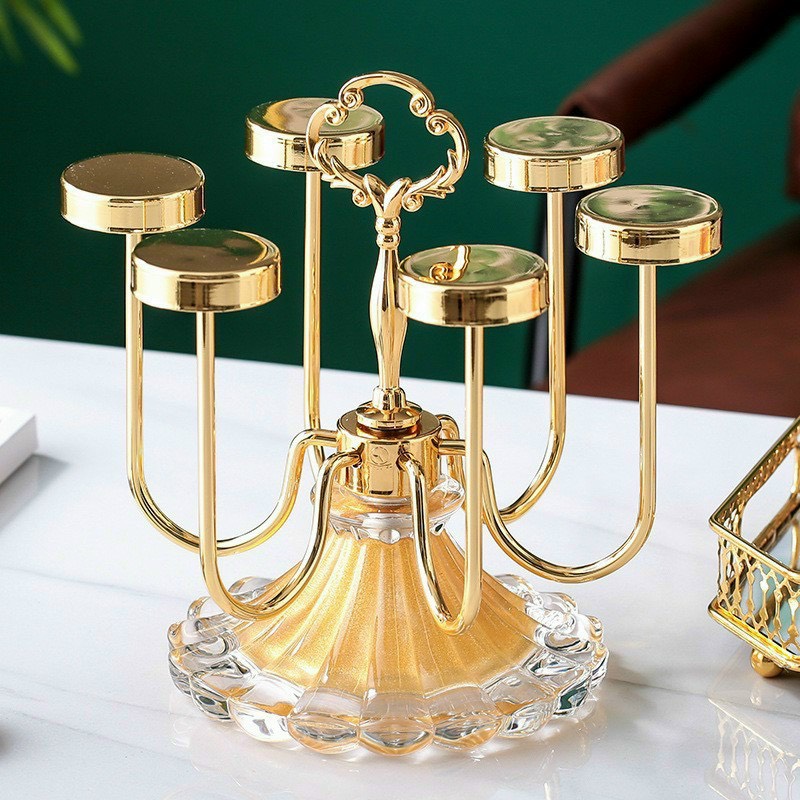 COMBO GIÁ ÚP CỐC CHÂN PHA LÊ ÁNH KIM KÈM 6 CỐC THỦY TINH CHỊU NHIỆT LOE THẤP - VD105