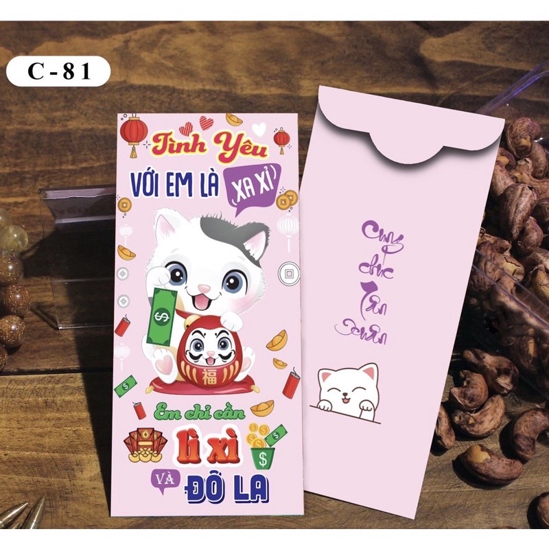 Set 10 bịch 100 bao lì xì Tết , phát tài cả năm hàng đẹp nhiều mẫu mới , vô cùng xinh xắn và cute
