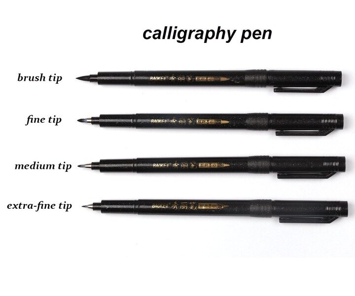 Hộp 12 Cái Bút viết thư pháp,chữ Trung, Hàn Nhật,calligraphy...kèm ống mực -BAOKE/1+S20/21/22/23