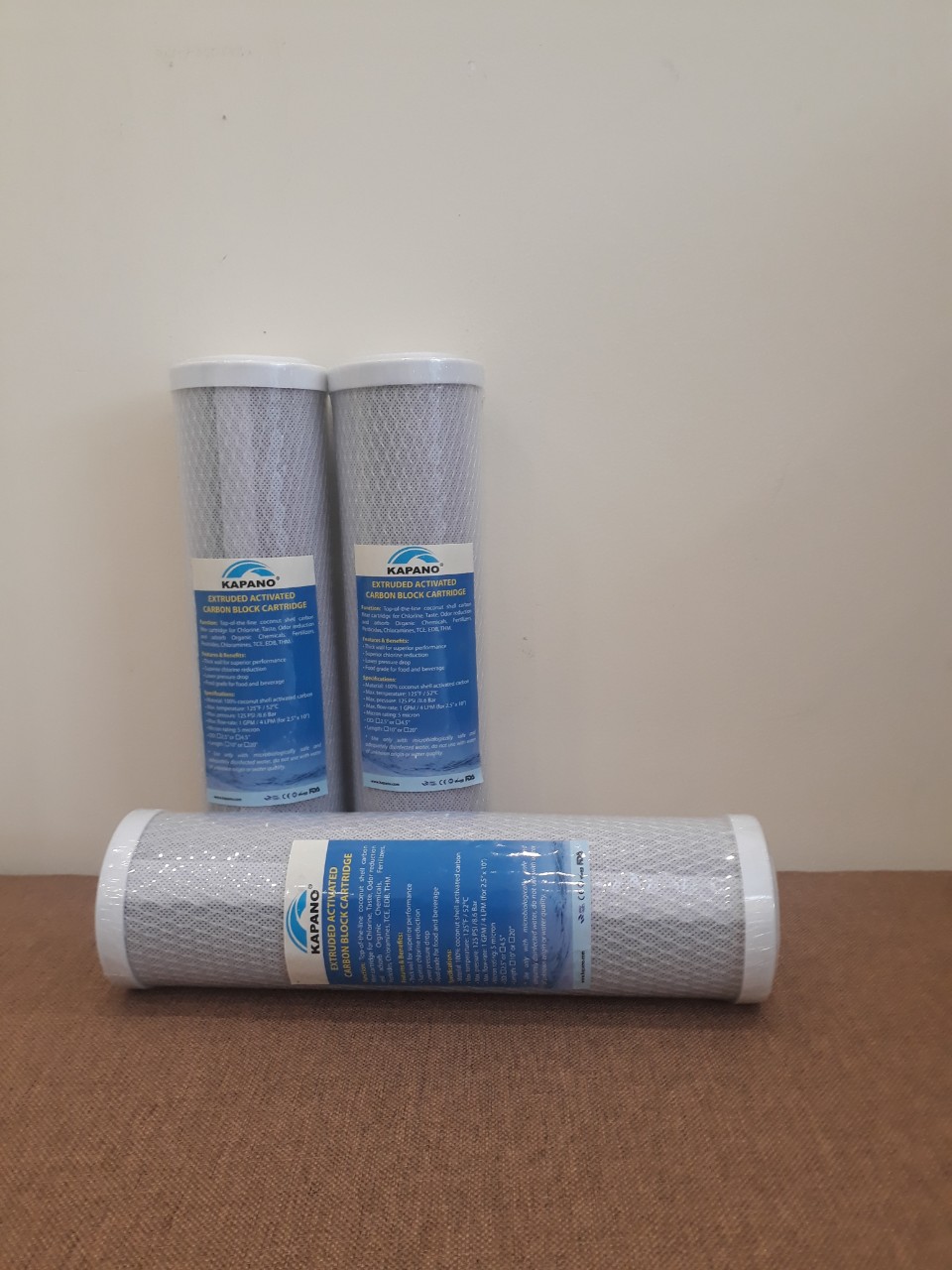 Lõi lọc than hoạt tính khối đặc CTO 10 inch Kapano (cấp lọc số 2, 3) - Hàng chính hãng