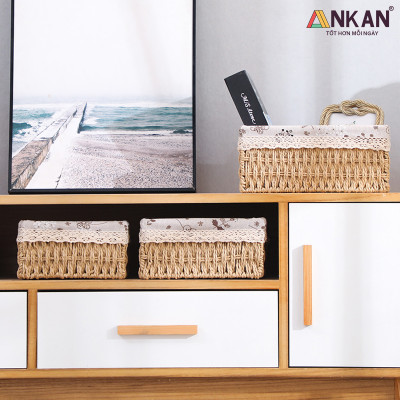 Rổ Mây Đựng Đồ, Giỏ Mây Cắm Hoa ANKAN Thích Hợp Đi Picnic, Đựng Phụ Kiện Chụp Ảnh, Sắp Xếp Đồ Dùng Trong Nhà