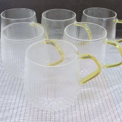 BỘ 6 CỐC THỦY TINH CHỊU NHIỆT LÊN TỚI 400 ĐỘI C QUAI VÀNG CAO CẤP CRYSTSAN 260ml - ANTH421