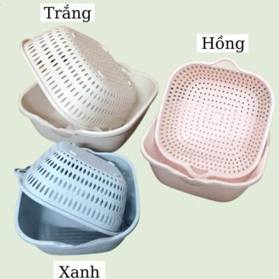 Set 6 Rổ Chậu Vuông Nhựa An Toàn - Tiện Dụng Cho Nhà Bếp Và Gia Đình - HÀNG CHÍNH HÃNG MINIIN