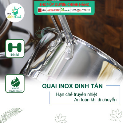 Combo bộ nồi inox quánh xửng chảo chống dính cao cấp FIVESTAR 7 món nắp kính 3 đáy dùng được bếp từ , hồng ngoại , gas