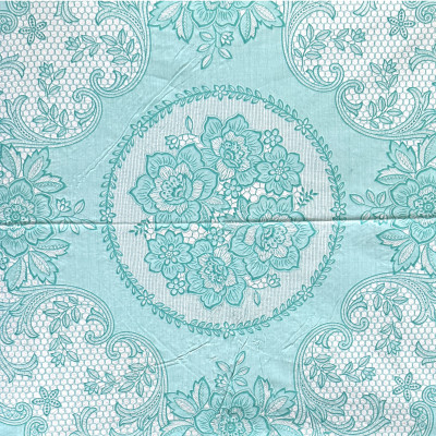 Khăn trải bàn PAULEE FY116 tròn - đường kính 178cm, hoa văn, màu xanh ngọc, nhựa PVC dẻo, không thấm nước