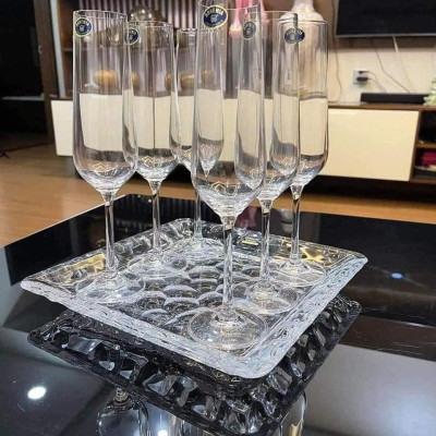 Bộ 6 ly uống sâm panh pha lê dòng Titanium Bohemia Strix 200ml Hàng chính hãng