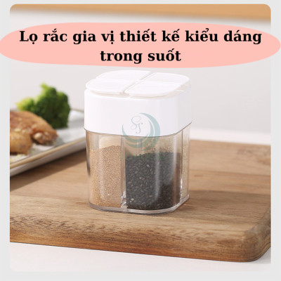 Hộp đựng gia vị 4 ngăn 8.5x6.5x6.5 cm Lọ Gia Vị 4 Ngăn Tiện Lợi Cho Nhà Bếp, Dã Ngoại Cắm Trại