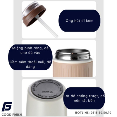 Ly Giữ Nhiệt Có Ống Hút Inox 316 FG Good Finish | Bình Giữ Nhiệt Dung Tích 450ml Giữ Nhiệt 6 Giờ