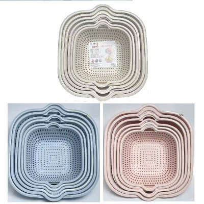 Set 6 Rổ Chậu Vuông Nhựa An Toàn - Tiện Dụng Cho Nhà Bếp Và Gia Đình - HÀNG CHÍNH HÃNG MINIIN