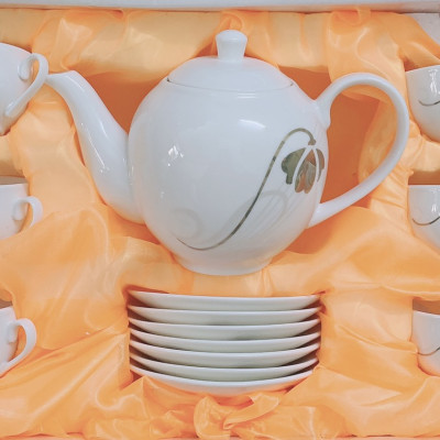 BỘ ẤM CHÉN SỨ PHA TRÀ TRẮNG HỌA TIẾT HOA  ( GIAO NGẪU NHIÊN )- ANTH625