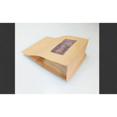Túi giấy Kraft Nâu có cửa sổ đáy bằng 8 cạnh size 15 x 23 cm (20 túi)