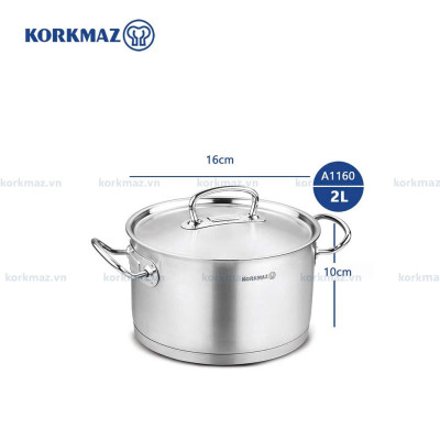 Nồi inox 18/10 Korkmaz Proline 2 lít - 16x10 cm