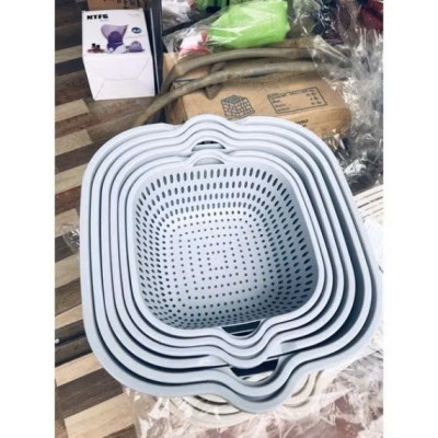 Set 6 Rổ Chậu Vuông Nhựa An Toàn - Tiện Dụng Cho Nhà Bếp Và Gia Đình - HÀNG CHÍNH HÃNG MINIIN