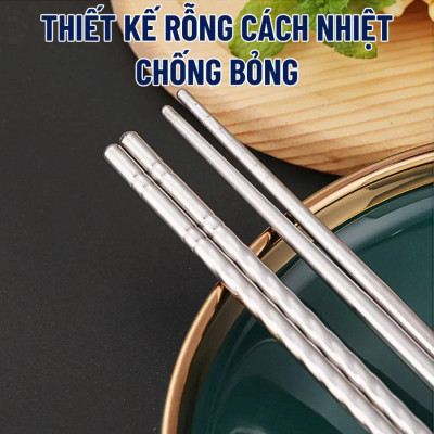 Combo 2 vĩ  đũa Inox 304 Xoắn Chống Trượt – Bền Đẹp, An Toàn, Dễ Vệ Sinh
