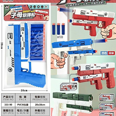 Súng đồ chơi có đạn xốp, mô hình súng 2 nòng. Đồ chơi dành cho bé trai thích năng động