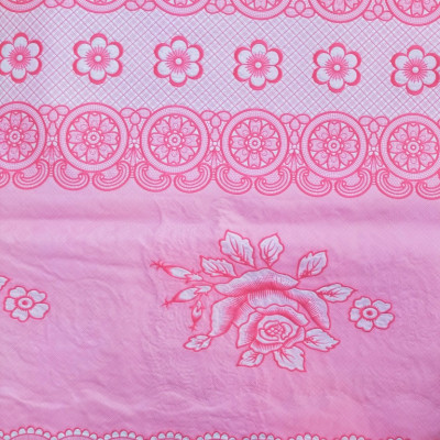 Khăn trải bàn PAULEE - 856B (180cm x 137cm) hoa văn hồng - không thấm nước