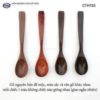 Thìa Cà Phê, muỗng pha trà, gỗ Trắc/Cẩm (HAHANCO) Chuôi uốn lượn sóng/Độc đáo - CTH753