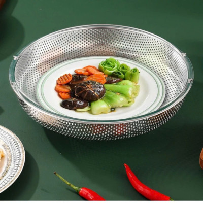 Khay Hấp Thức Ăn Inox 22.5Cm Có Quai Xách Kèm Chân Đế Đa Năng