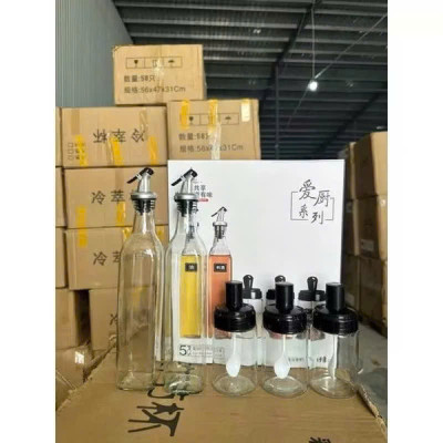 Bộ 5 Hũ Đựng Gia Vị Thủy Tinh Thông Minh (3 Hũ Gia Vị + 3 Chai Cao Nước) - HÀNG CHÍNH HÃNG MINIIN